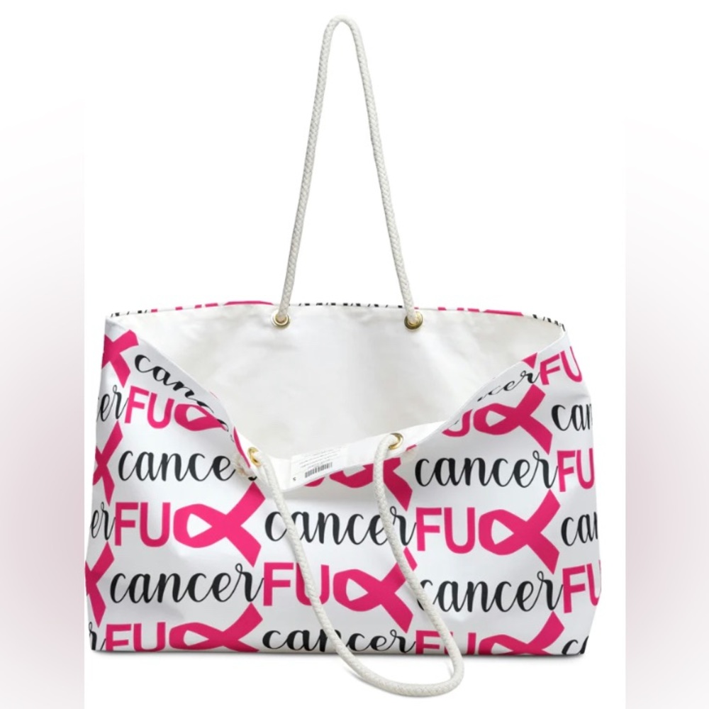 CUSTOM Oversized Graphic "Fu@k Cancer" Tote Bag